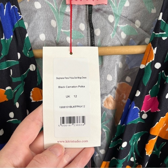KITRI Stephanie Floral Polka Dot Wrap Midi Dress - Picture 9 of 11
